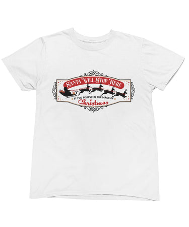 Santa Will Stop Here Framed Christmas Unisex Unisex T-Shirt 8Ball